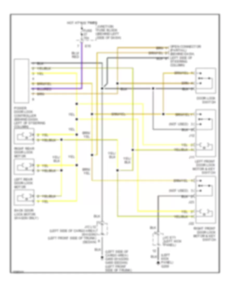 Power Door Lock Wiring Diagram without Standard Keyless Entry for Suzuki Esteem GLX 2001