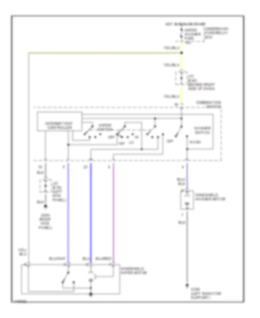 Электросхема передних стеклоочистителей дворников и омывателя лобового стекла для Suzuki Grand Vitara JLX 2001