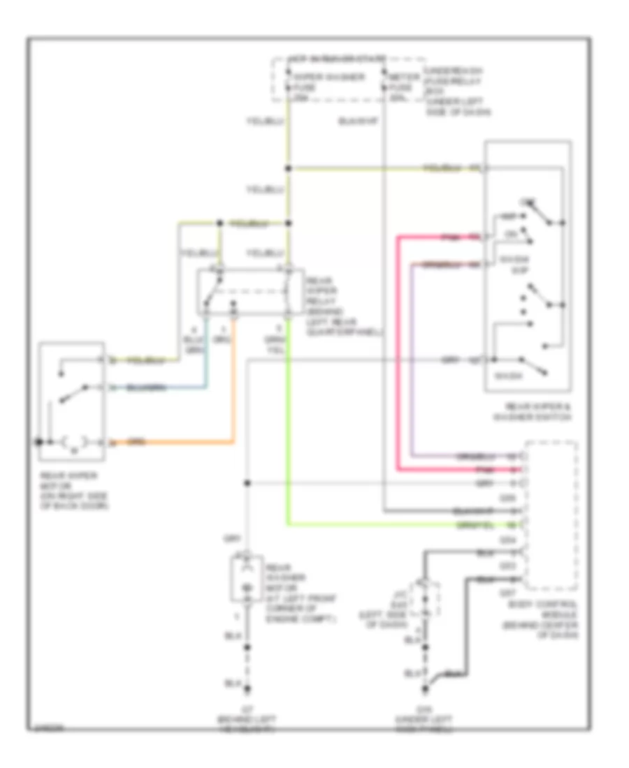Электросхема заднего стеклоочистителя дворника и омывателя для Suzuki XL-7 Premium 2006