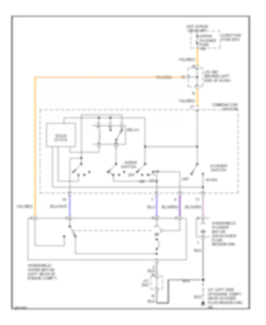 Электросхема передних стеклоочистителей дворников и омывателя лобового стекла для Suzuki Aerio 2007