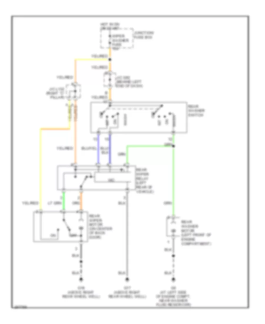 Электросхема заднего стеклоочистителя дворника и омывателя для Suzuki Aerio 2007