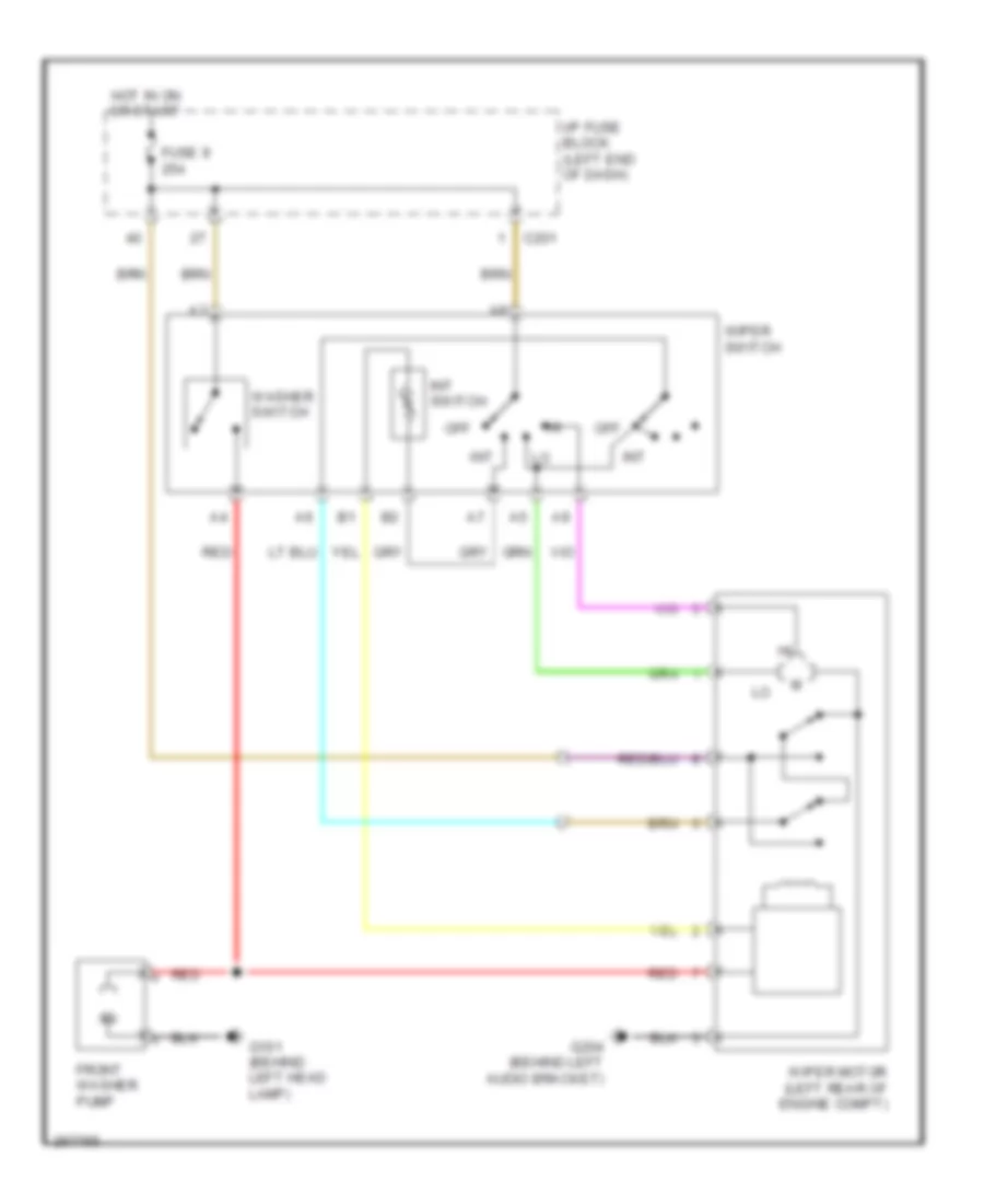 Электросхема стеклоочистителя, дворников и омывателя, Notchback для Suzuki Forenza 2007