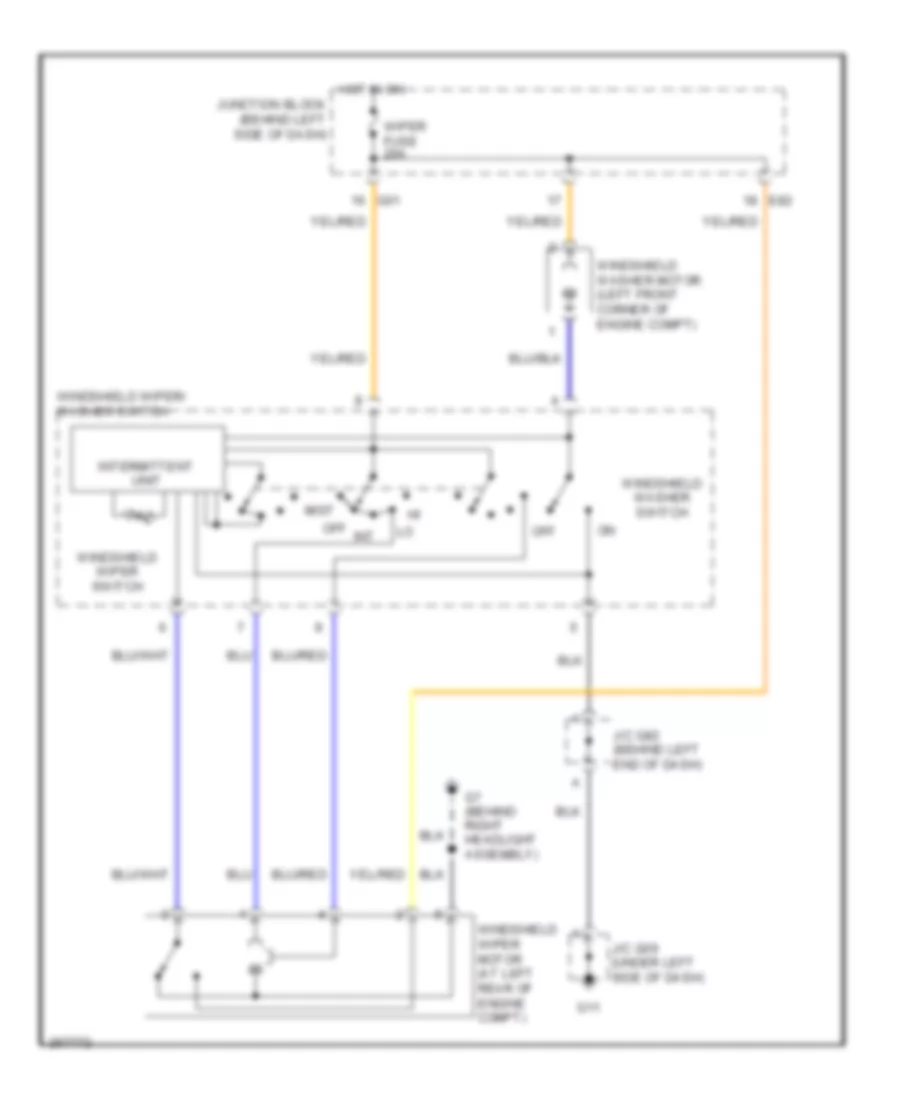 Электросхема передних стеклоочистителей дворников и омывателя лобового стекла для Suzuki Grand Vitara XSport 2007