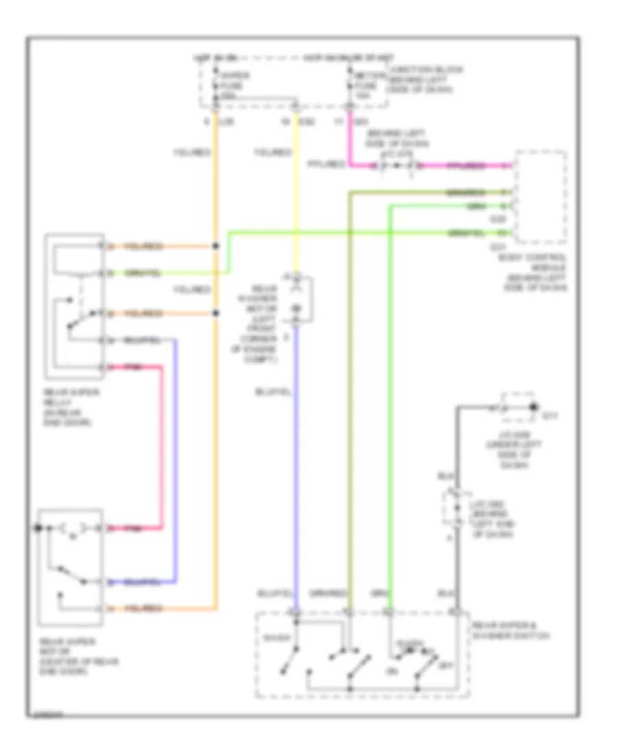 Электросхема заднего стеклоочистителя дворника и омывателя для Suzuki Grand Vitara XSport 2007