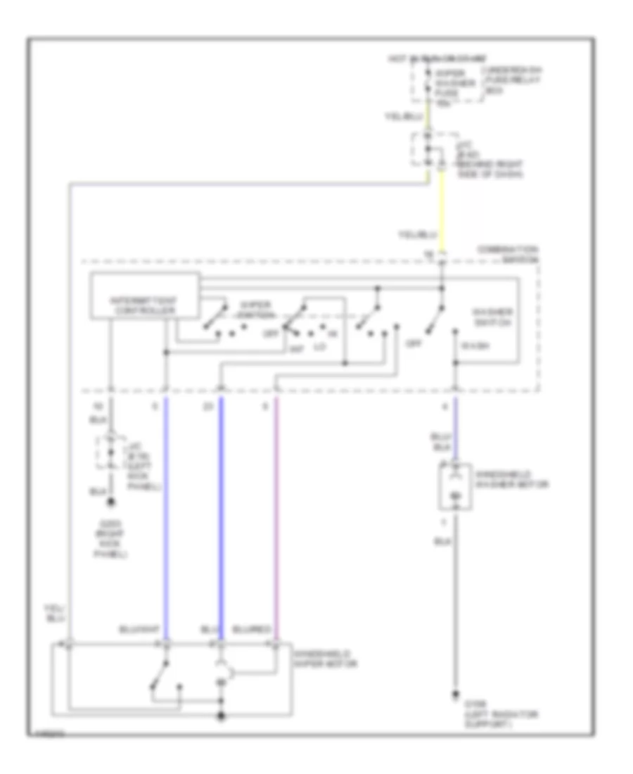 Электросхема передних стеклоочистителей дворников и омывателя лобового стекла для Suzuki XL-7 Limited 2001