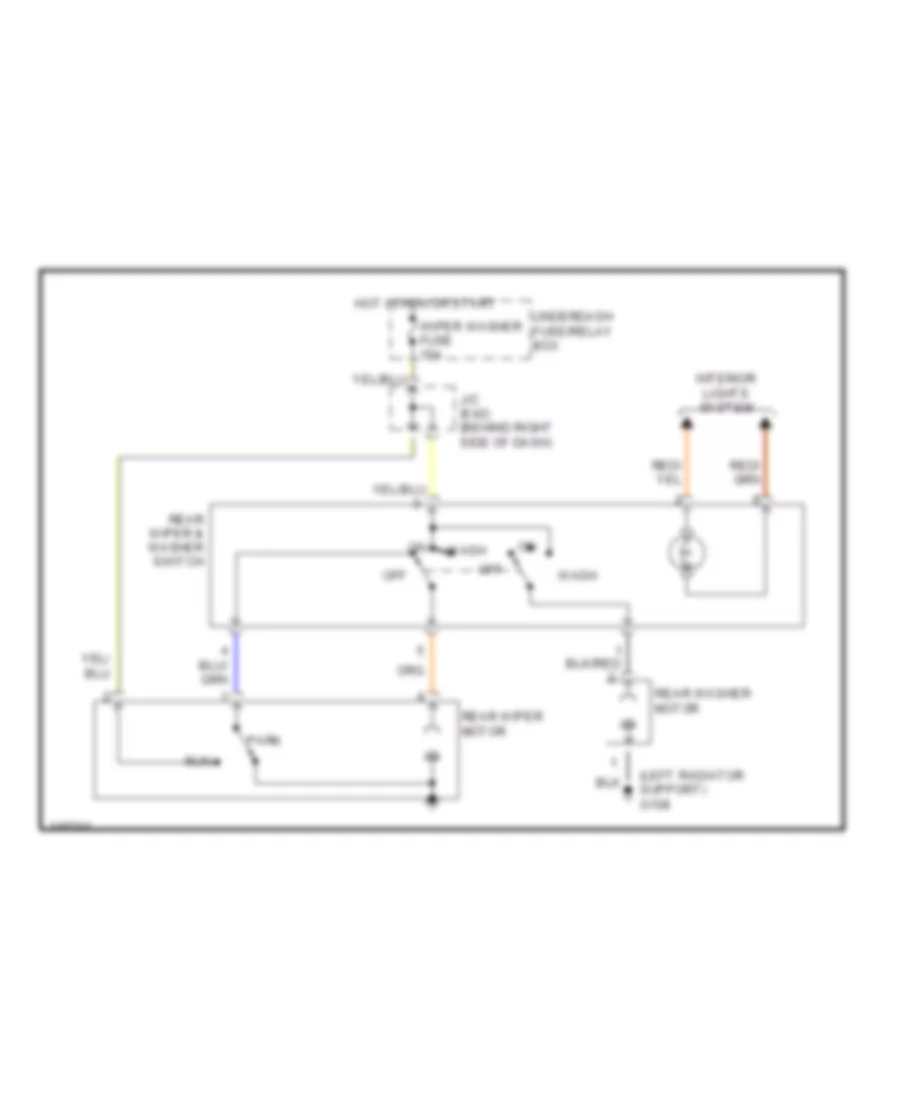 Электросхема заднего стеклоочистителя дворника и омывателя для Suzuki XL-7 Touring 2001