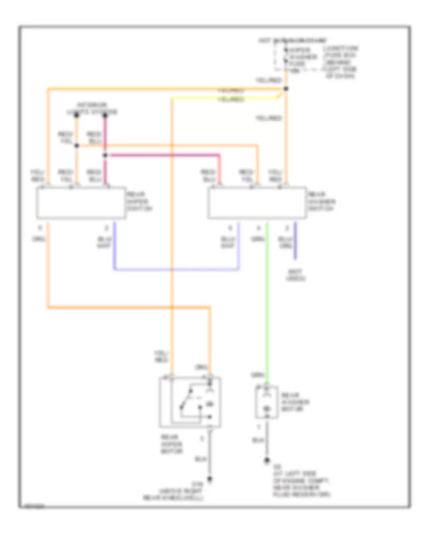 Электросхема заднего стеклоочистителя дворника и омывателя для Suzuki Aerio GS 2002