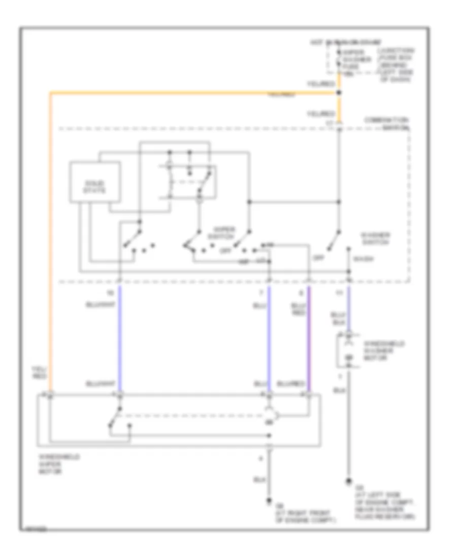 Электросхема передних стеклоочистителей дворников и омывателя лобового стекла для Suzuki Aerio SX 2002