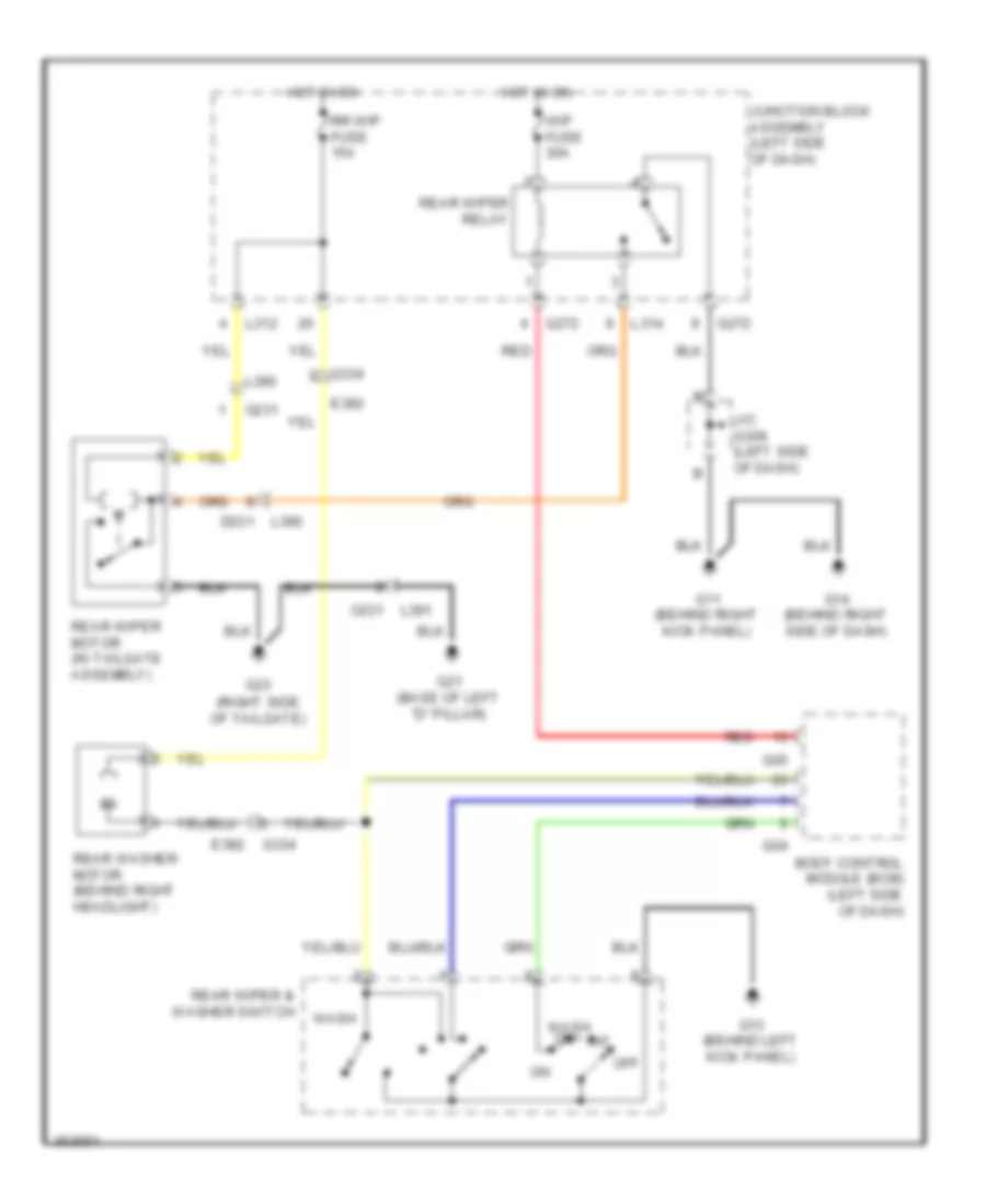 Электросхема заднего стеклоочистителя дворника и омывателя для Suzuki SX4 Sport SE 2012