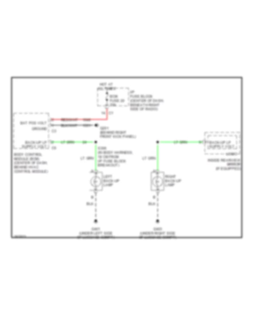 Back up Lamps Wiring Diagram for Suzuki XL7 Limited 2007