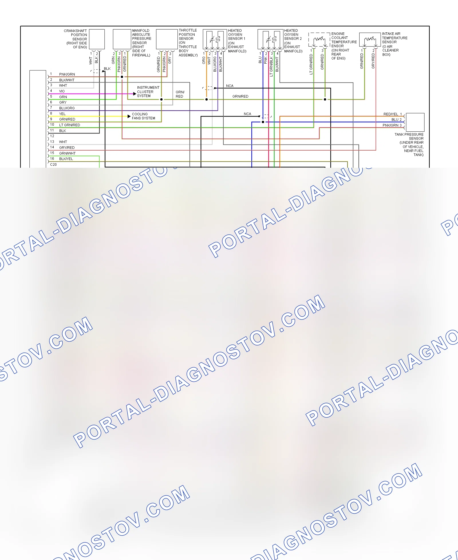 1.6L, Engine Performance Wiring Diagrams (1 of 2) for Suzuki Esteem GLX+ 1998