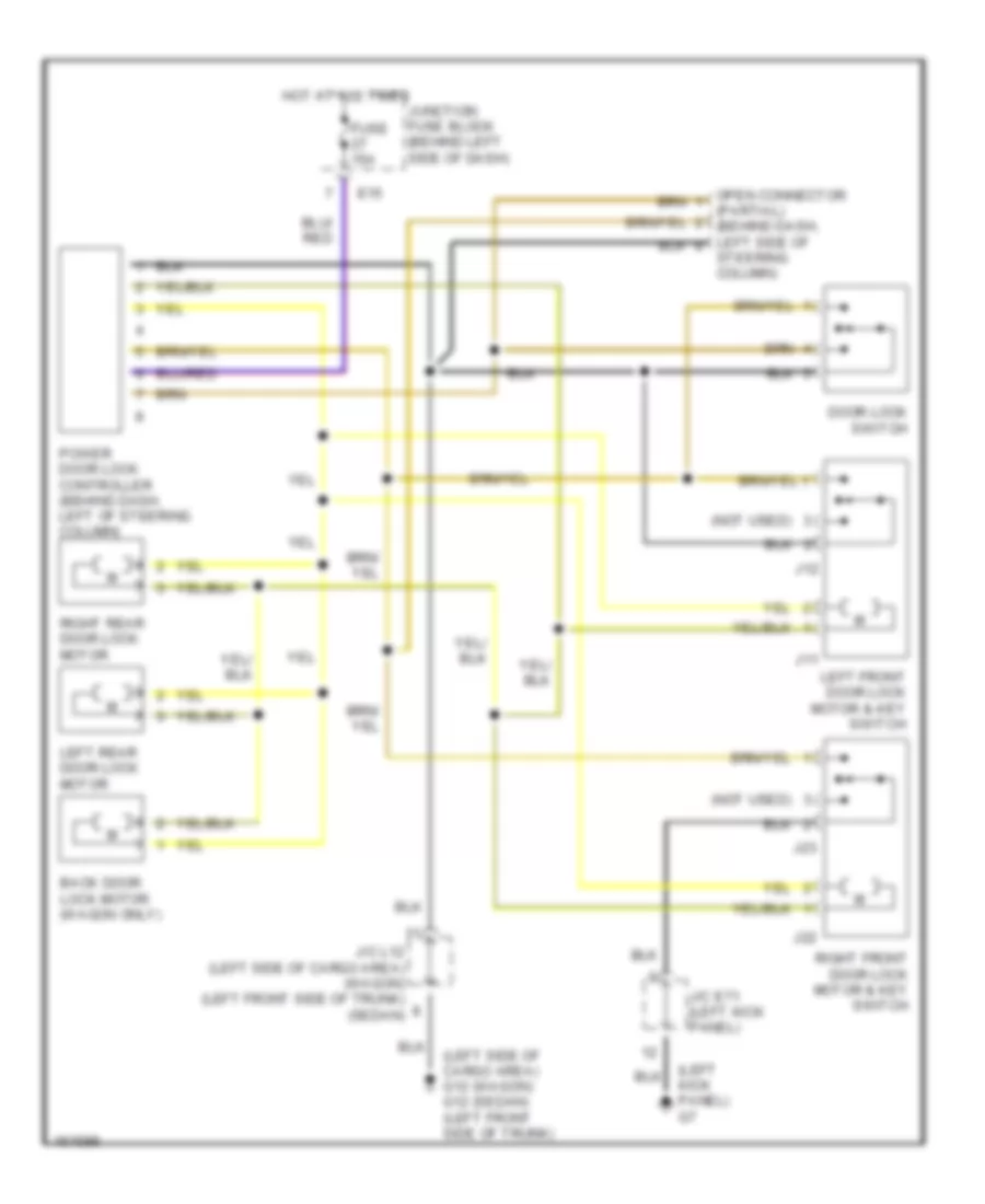 Электросхема центрального замка, без Стандартный Вход Без ключа для Suzuki Esteem GLX+ 2002