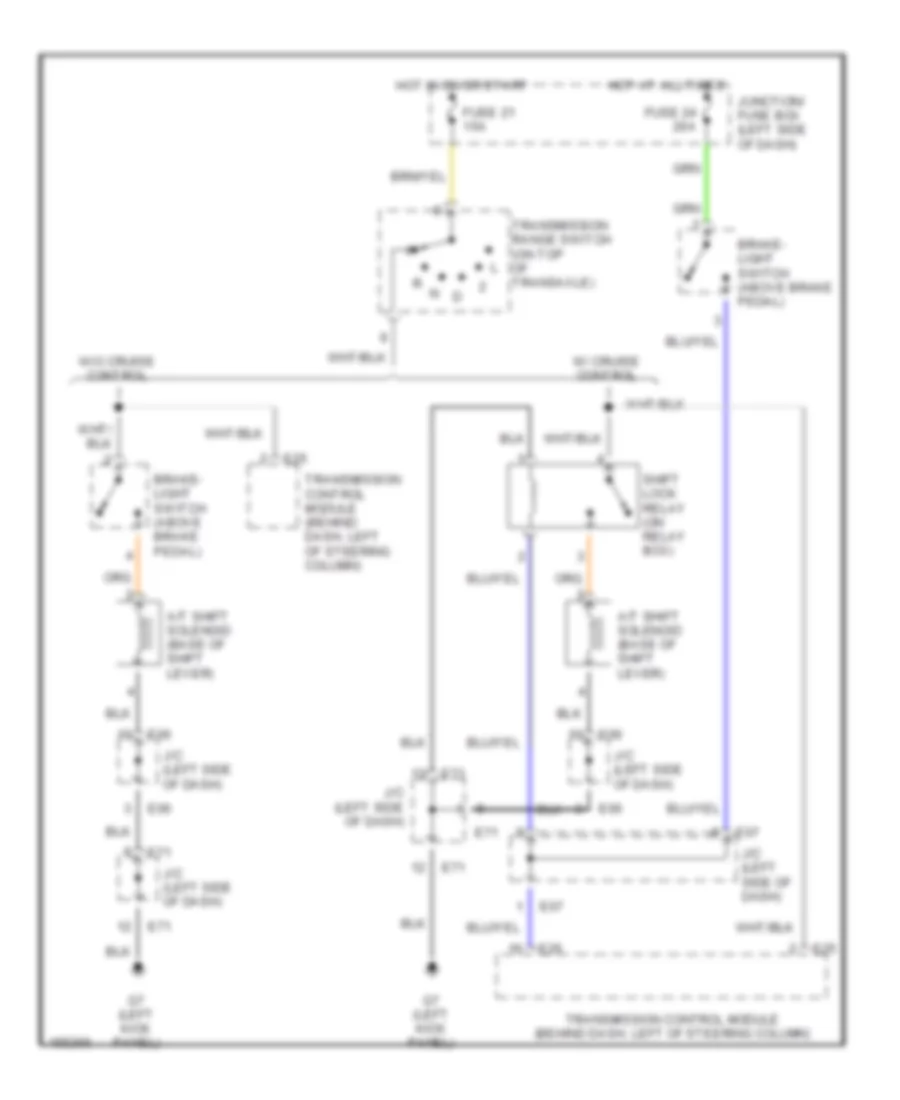 Электросхема блокировки селектора для Suzuki Esteem GLX+ 2002