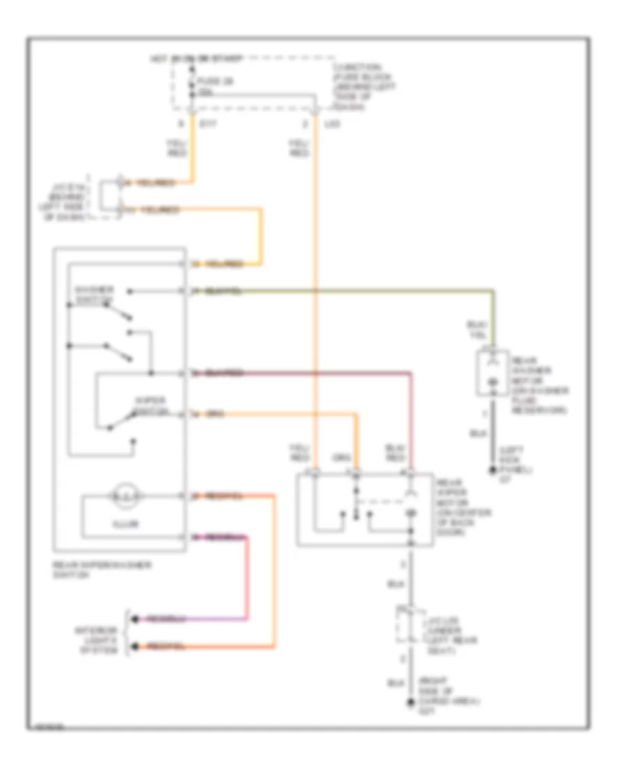 Электросхема заднего стеклоочистителя дворника и омывателя для Suzuki Esteem GLX+ 2002