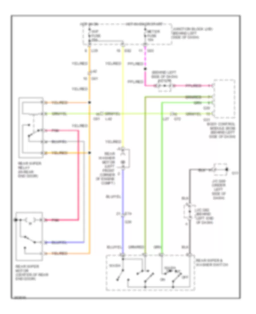 Электросхема заднего стеклоочистителя дворника и омывателя для Suzuki Grand Vitara 2013