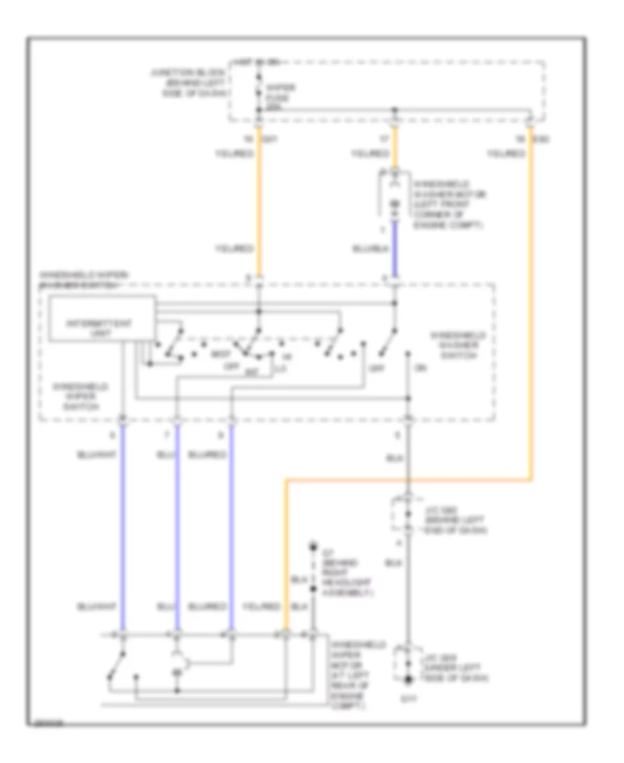 Электросхема передних стеклоочистителей дворников и омывателя лобового стекла для Suzuki Grand Vitara 2008