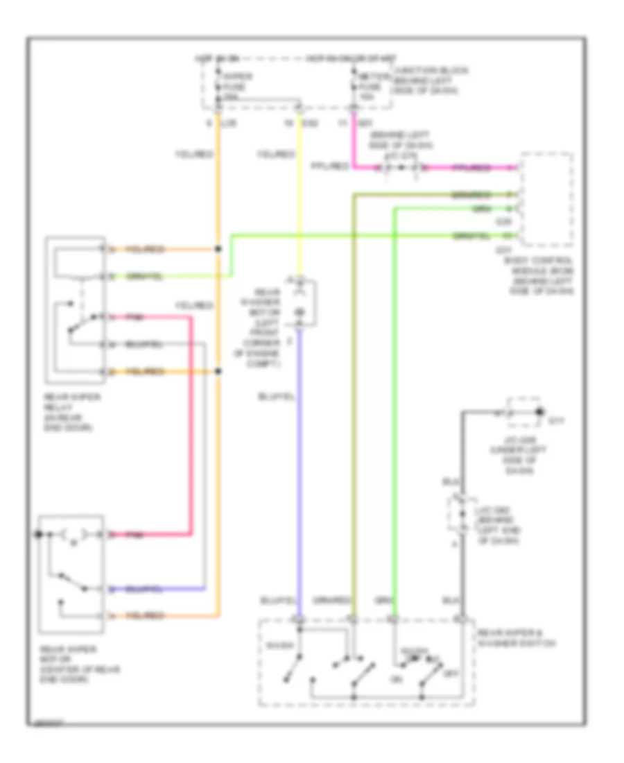 Электросхема заднего стеклоочистителя дворника и омывателя для Suzuki Grand Vitara 2008