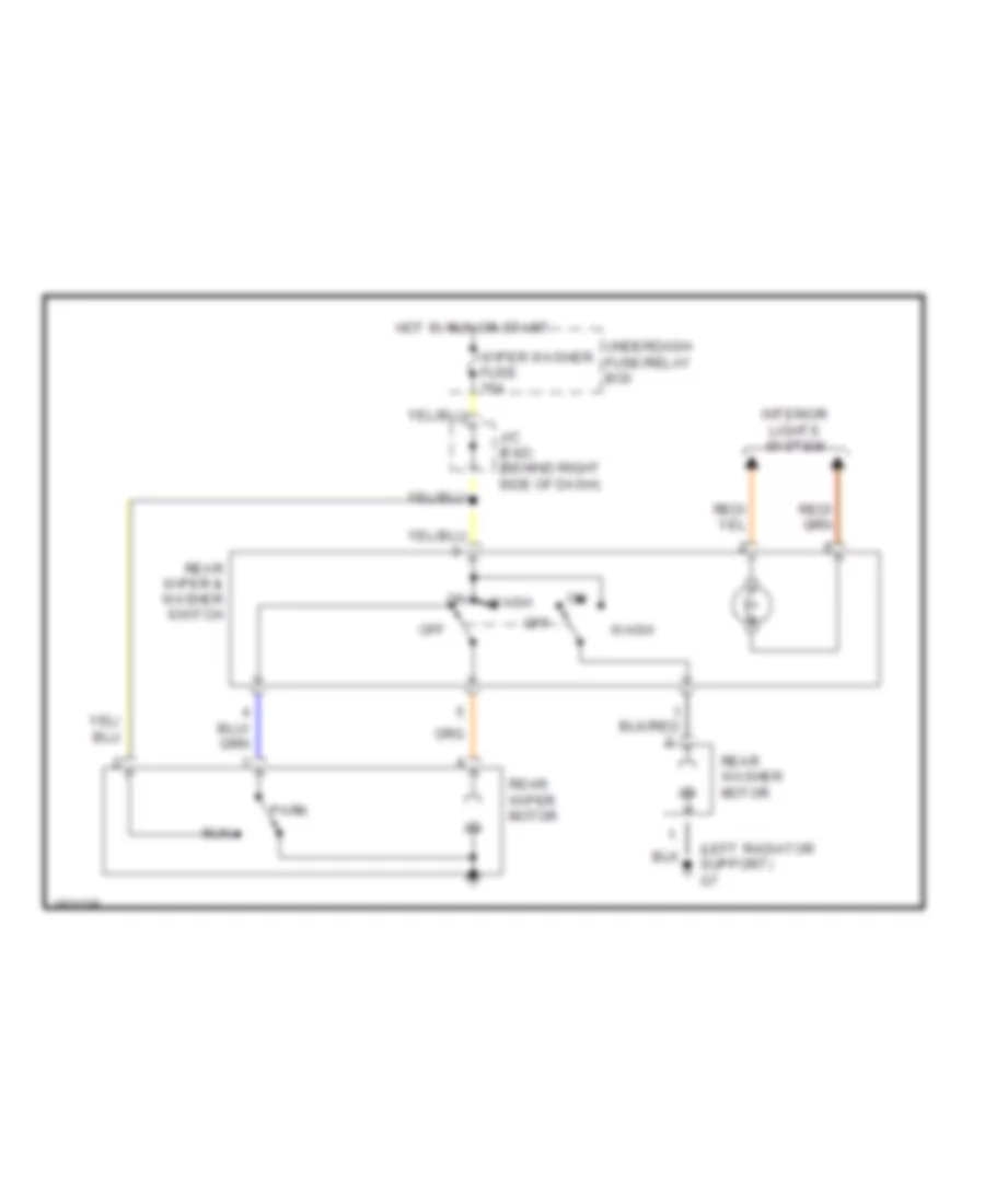 Электросхема заднего стеклоочистителя дворника и омывателя для Suzuki Grand Vitara JLX 2002