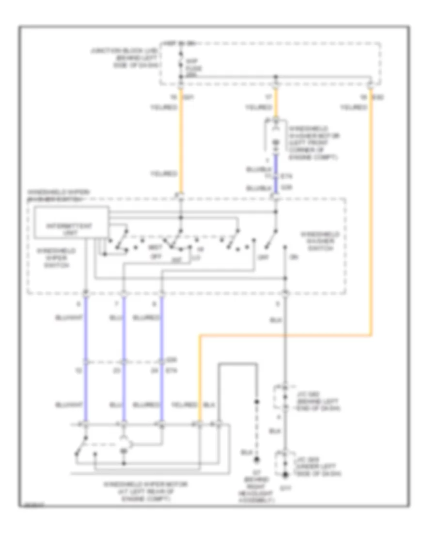 Электросхема передних стеклоочистителей дворников и омывателя лобового стекла для Suzuki Grand Vitara Premium 2013
