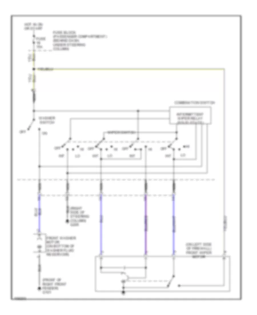 1.6L, Электросхема передних стеклоочистителей дворников и омывателя лобового стекла для Suzuki Sidekick Sport JS 1998