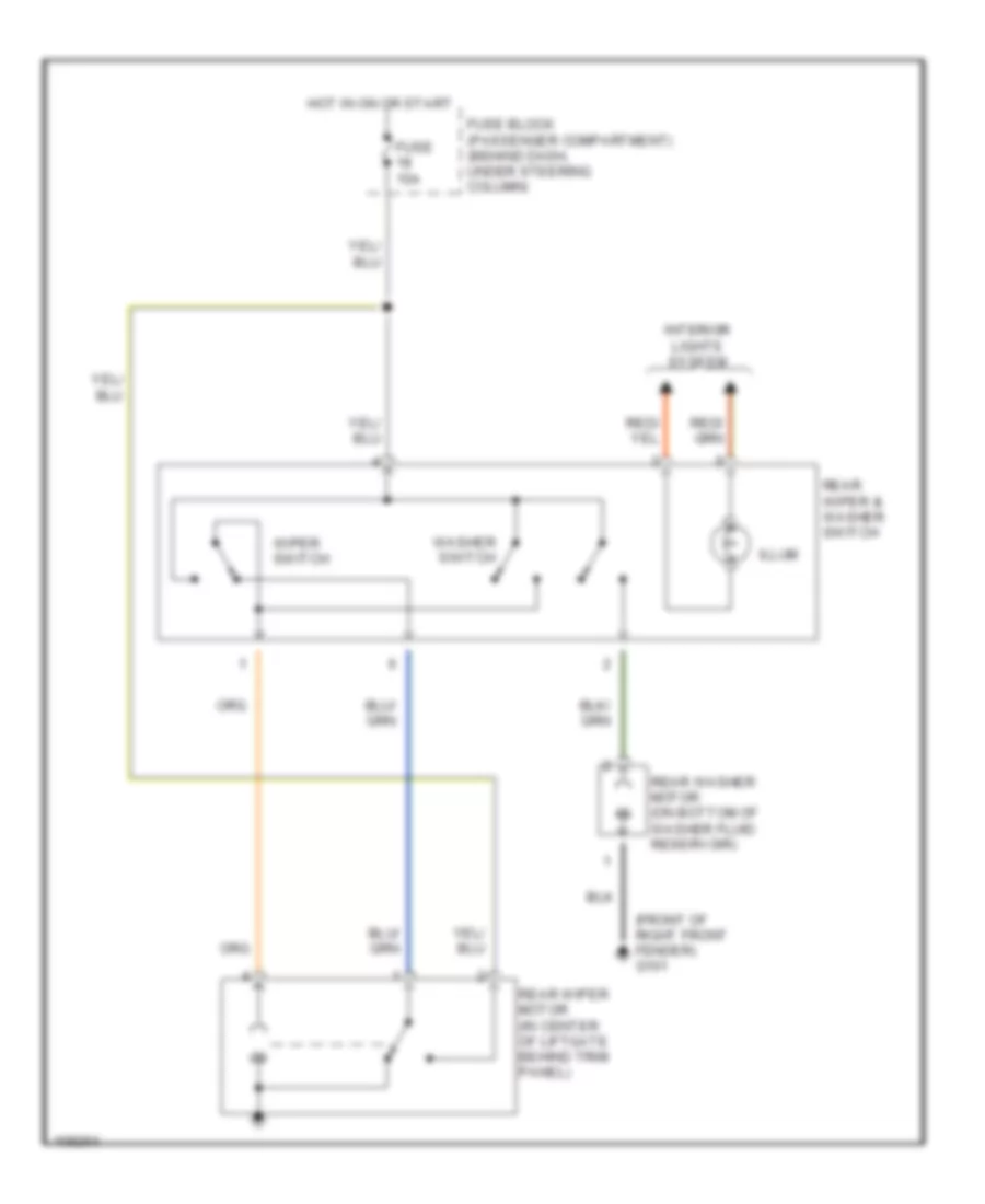 1.6L, Электросхема заднего стеклоочистителя дворника и омывателя для Suzuki Sidekick Sport JS 1998