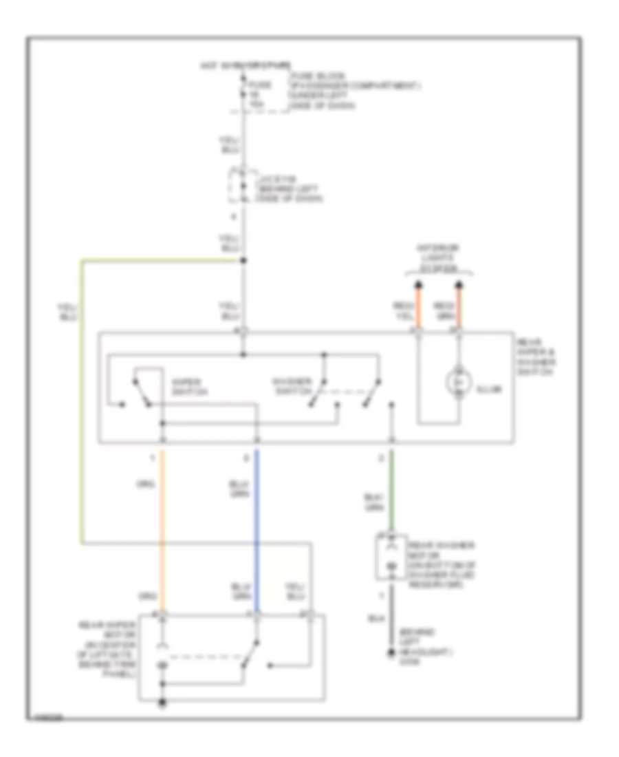 1.8L, Электросхема заднего стеклоочистителя дворника и омывателя для Suzuki Sidekick Sport JX 1998