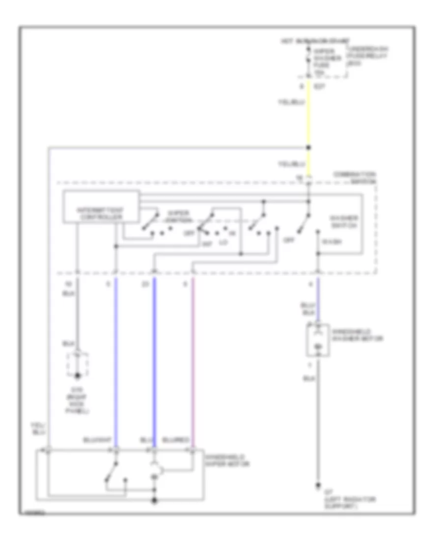Электросхема передних стеклоочистителей дворников и омывателя лобового стекла для Suzuki Vitara JLX 2002
