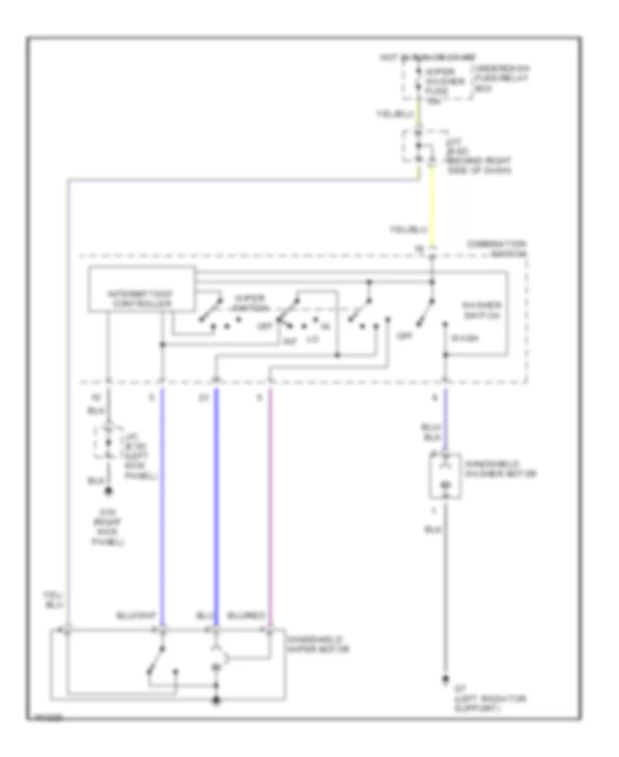Электросхема передних стеклоочистителей дворников и омывателя лобового стекла для Suzuki XL-7 2002