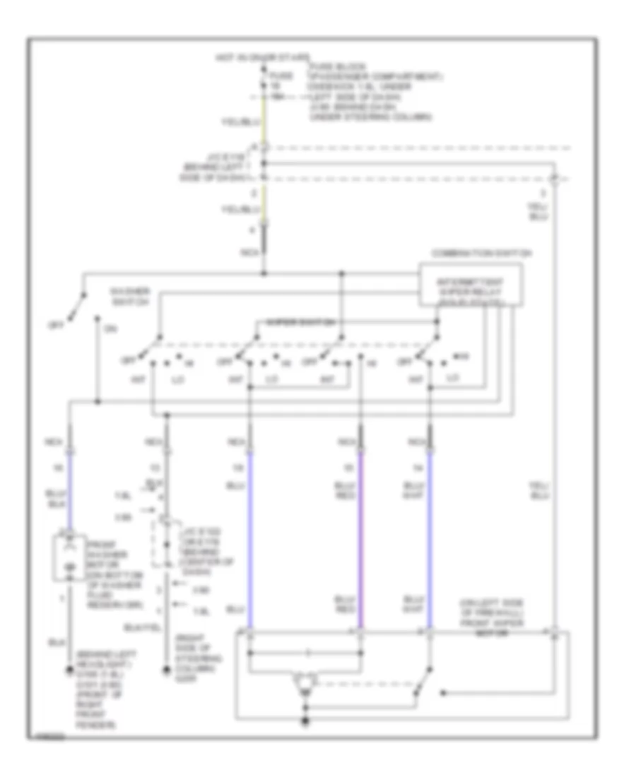 Электросхема передних стеклоочистителей дворников и омывателя лобового стекла для Suzuki X-90 1998