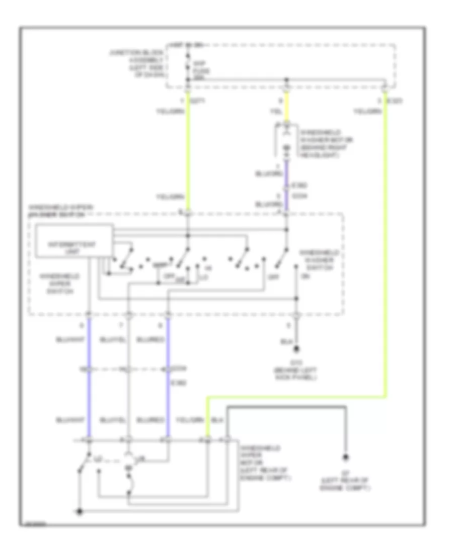 Электросхема передних стеклоочистителей дворников и омывателя лобового стекла для Suzuki SX4 Crossover 2013