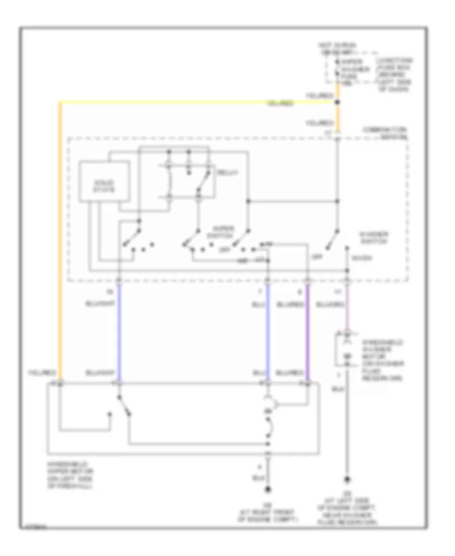 Электросхема передних стеклоочистителей дворников и омывателя лобового стекла для Suzuki Aerio S 2003