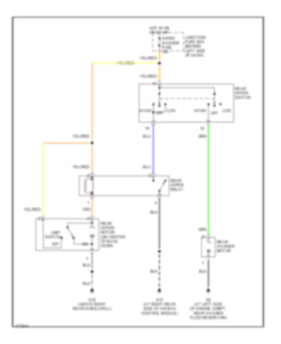 Электросхема заднего стеклоочистителя дворника и омывателя для Suzuki Aerio S 2003