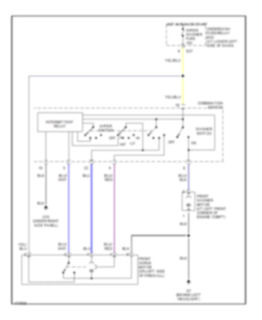Электросхема передних стеклоочистителей дворников и омывателя лобового стекла для Suzuki Vitara 2003
