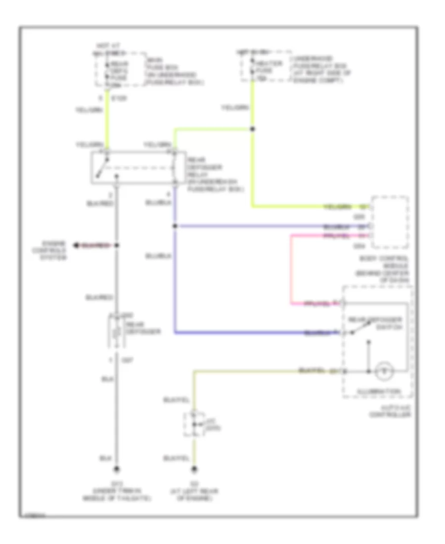 Rear Defogger Wiring Diagram for Suzuki XL 7 Limited 2003