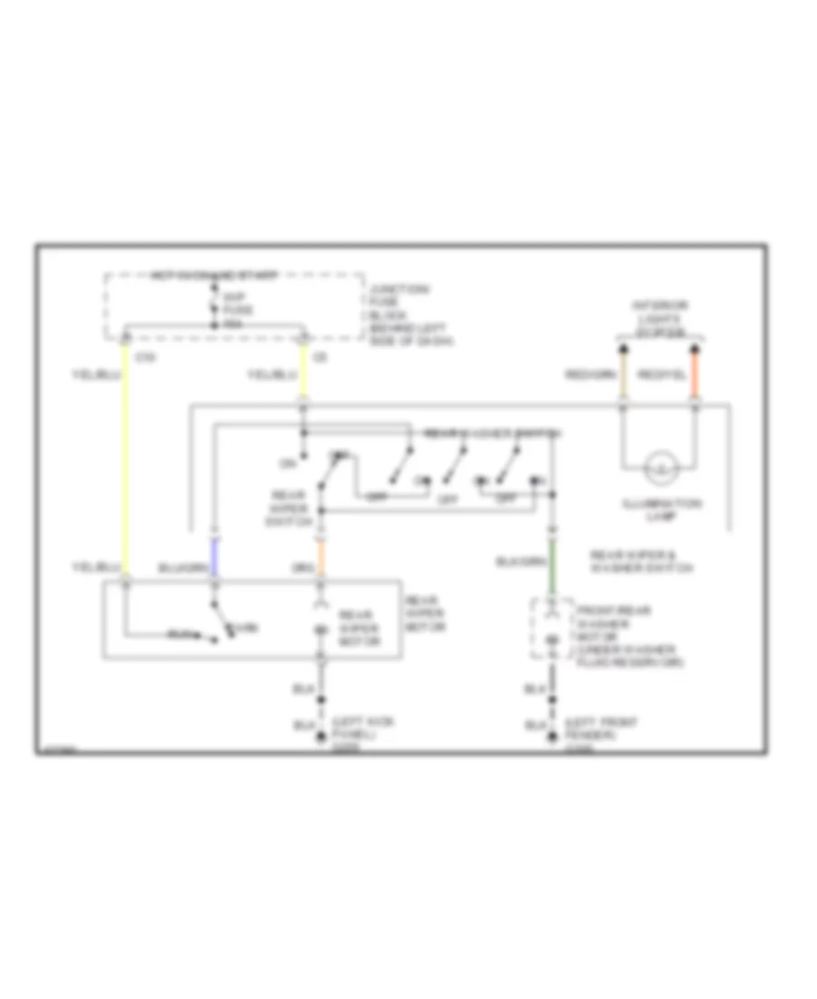 Rear Wiper Washer Wiring Diagram for Suzuki Swift GA 1990