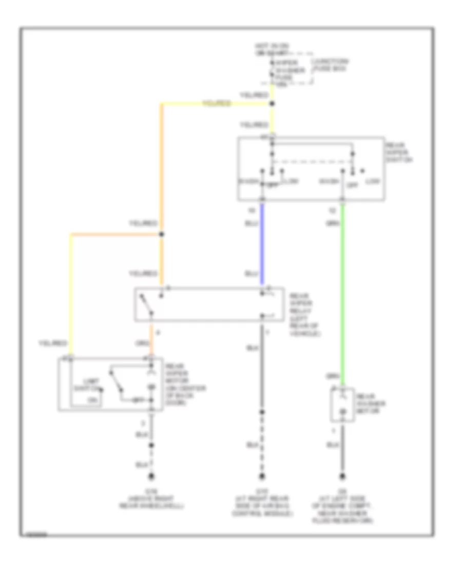 Электросхема заднего стеклоочистителя дворника и омывателя для Suzuki Aerio S 2004