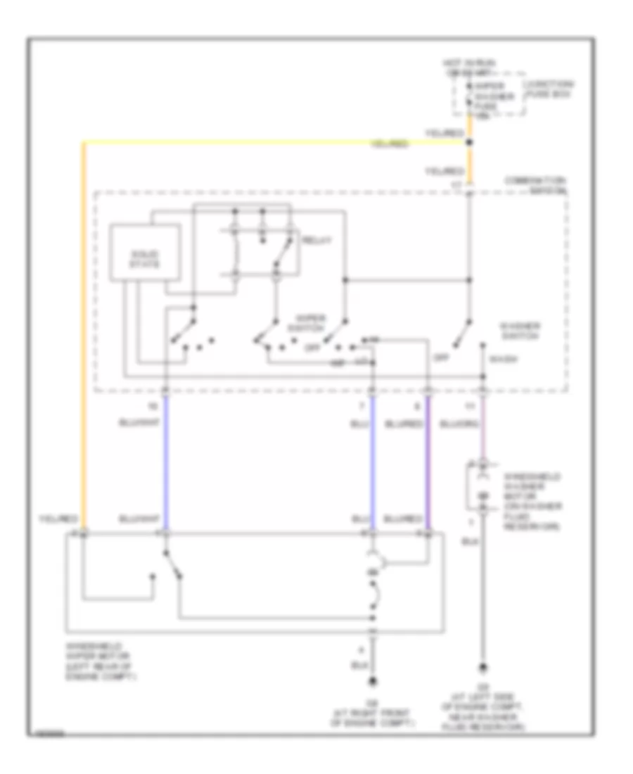Электросхема передних стеклоочистителей дворников и омывателя лобового стекла для Suzuki Aerio SX 2004