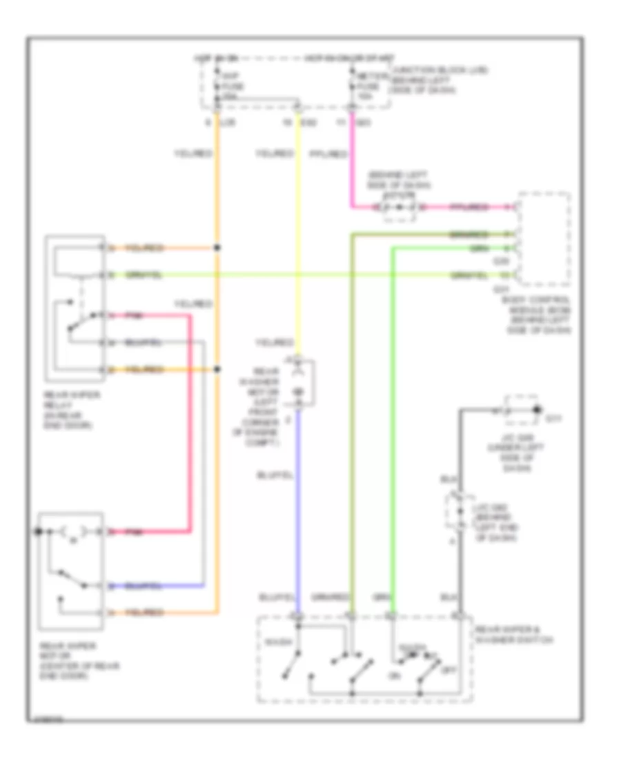 Электросхема заднего стеклоочистителя дворника и омывателя для Suzuki Grand Vitara XSport 2009