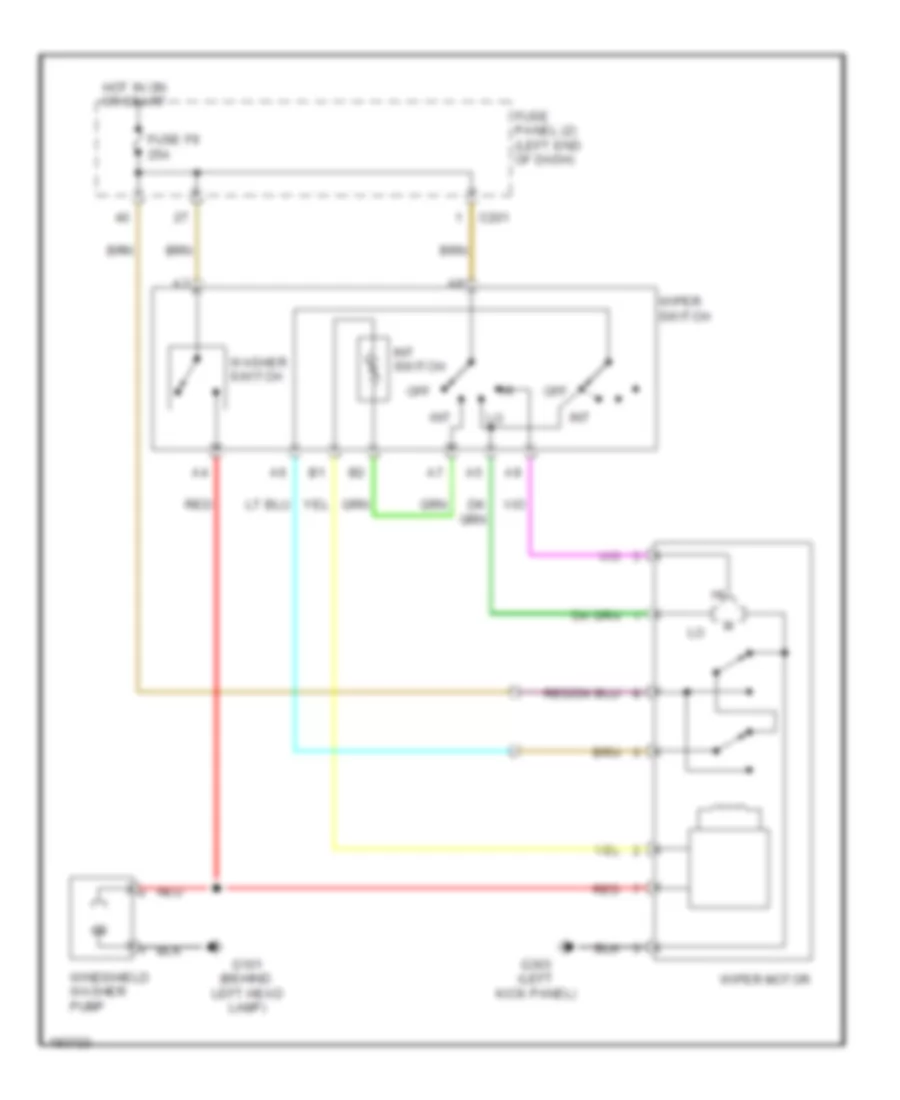 Электросхема стеклоочистителя, дворников и омывателя для Suzuki Forenza S 2004