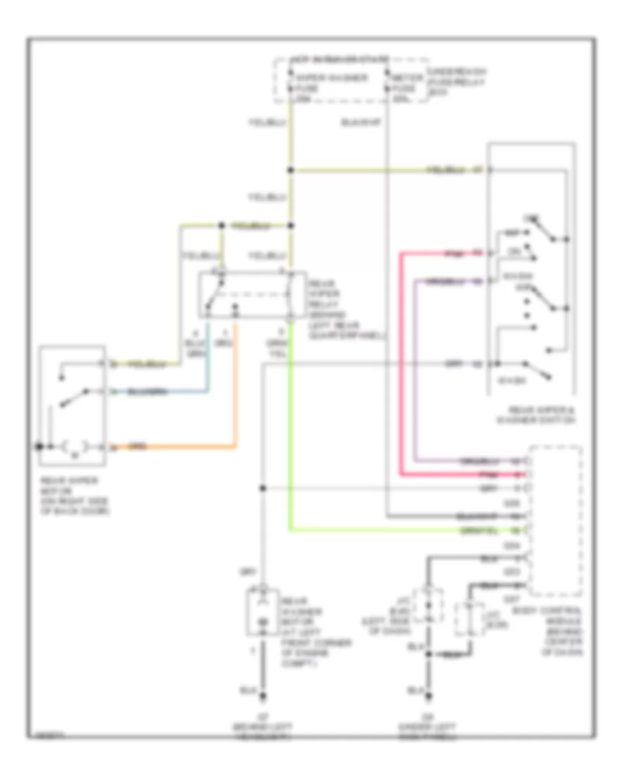 Электросхема заднего стеклоочистителя дворника и омывателя для Suzuki Grand Vitara LX 2004