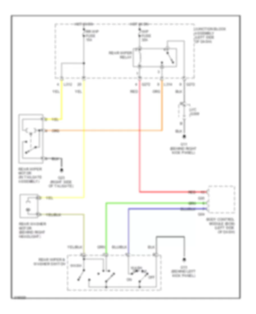 Rear Wiper Washer Wiring Diagram for Suzuki SX4 Sport 2009