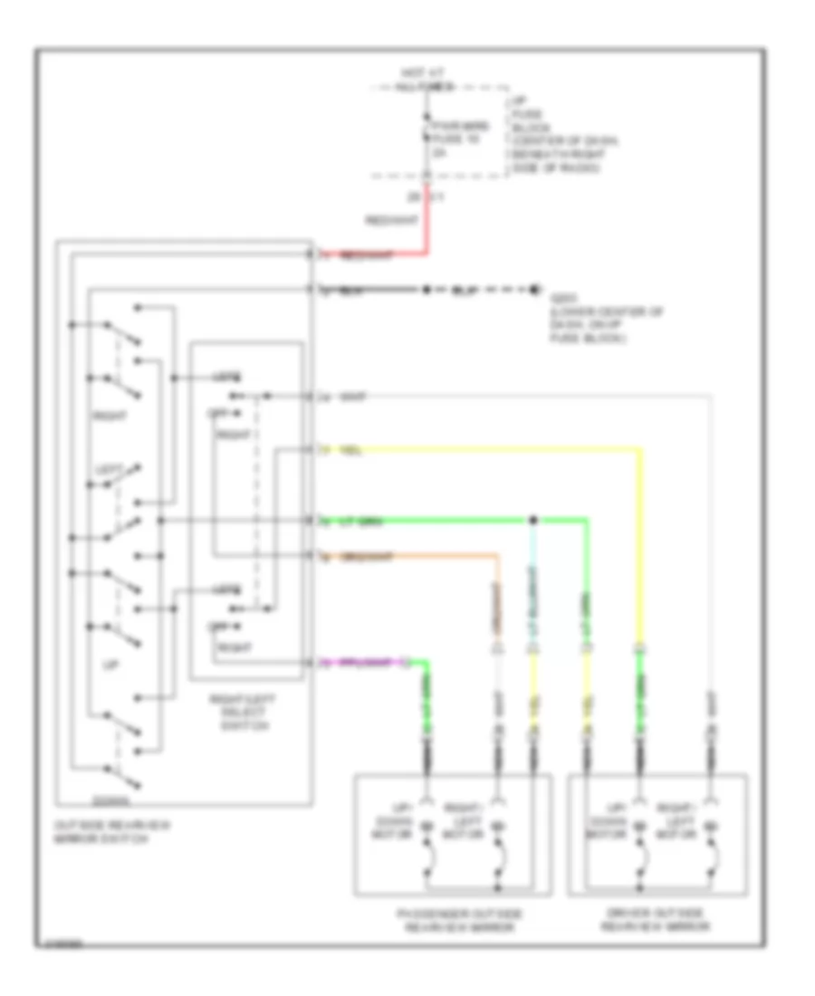 Power Mirror Wiring Diagram without Heated Mirrors for Suzuki XL7 Limited 2009