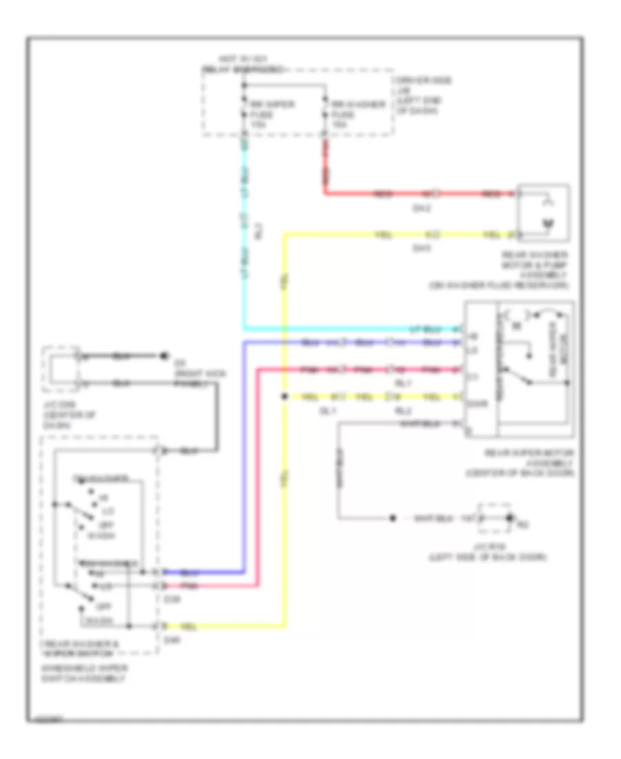 Электросхема заднего стеклоочистителя дворника и омывателя для Toyota Venza LE 2014