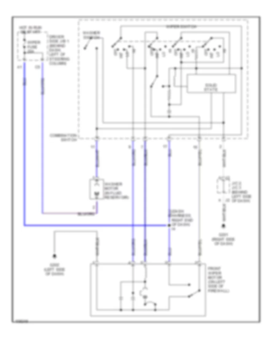 Электросхема передних стеклоочистителей дворников и омывателя лобового стекла для Toyota Sienna LE 2000
