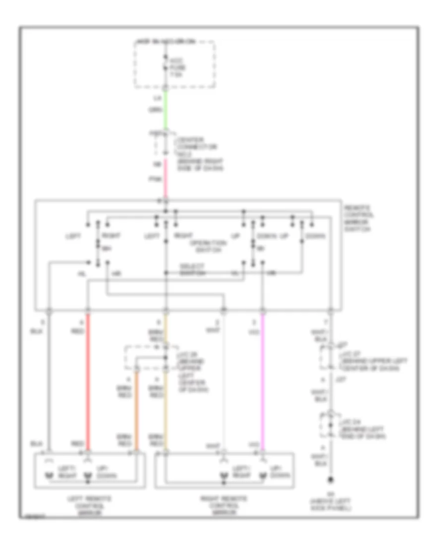Электросхема привода зеркал для Toyota Prius 2004