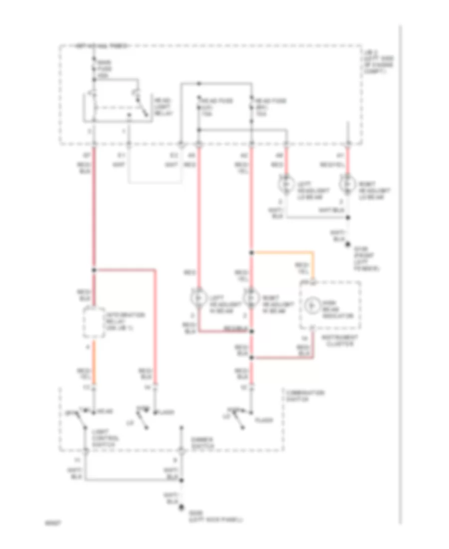 Электросхема фар, без DRL для Toyota Camry XLE 1994