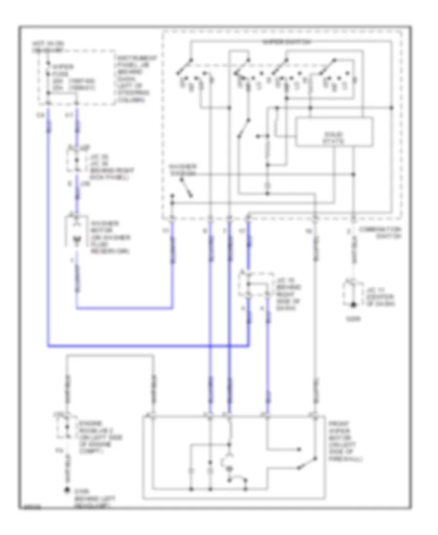 2.2L, Электросхема стеклоочистителя, дворников и омывателя для Toyota Camry CE 2001