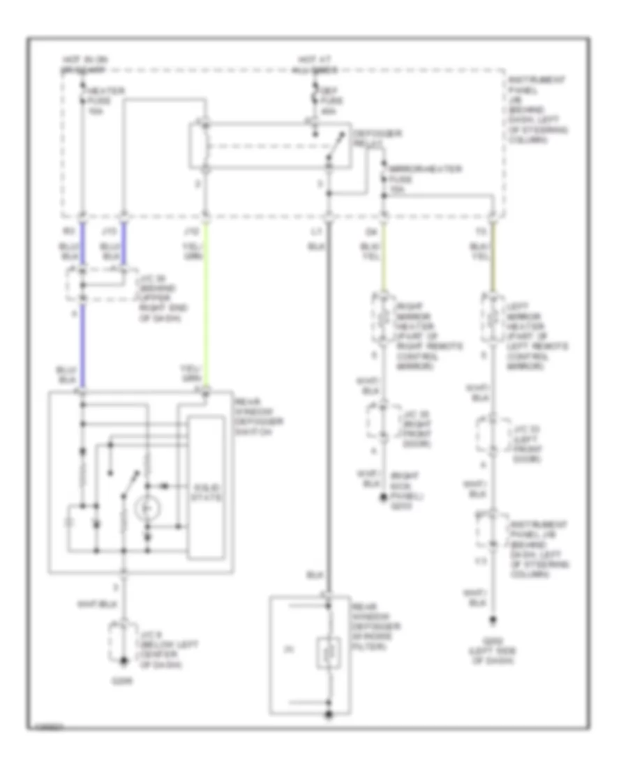 2.2L кпг, Электросхема подогрева стекол и зеркал для Toyota Camry XLE 2001