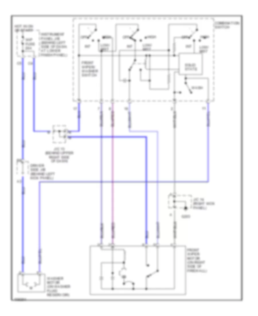 Электросхема стеклоочистителя, дворников и омывателя для Toyota Corolla LE 2001