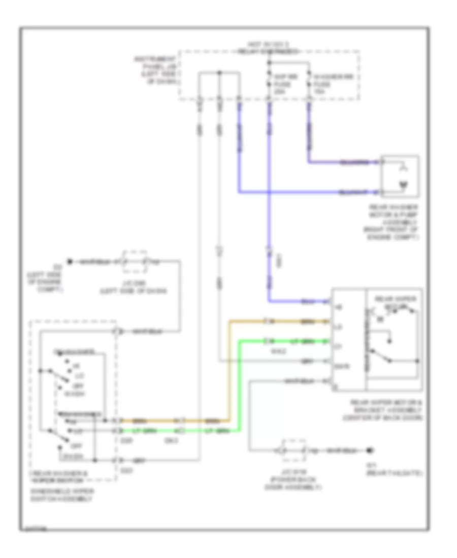 Электросхема заднего стеклоочистителя дворника и омывателя для Toyota Sienna LE 2011